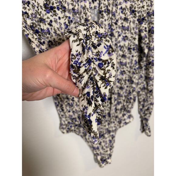 Free People Intimately Free Kaya Floral Soft Long Sleeve Keyhole Neck Bodysuit M - Picture 7 of 7